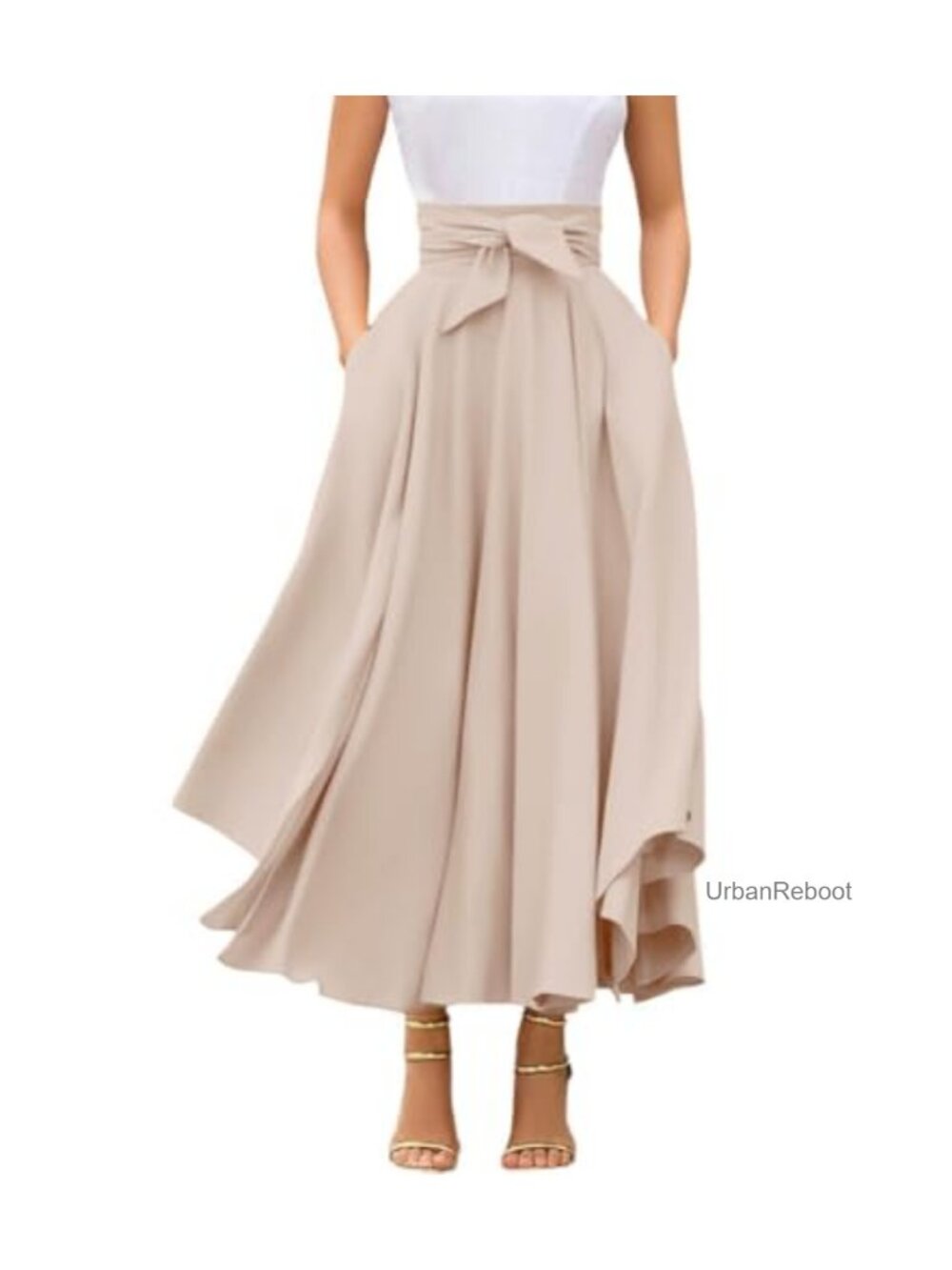 High Waisted Side Slit Bohemian Maxi Skirt with Pockets